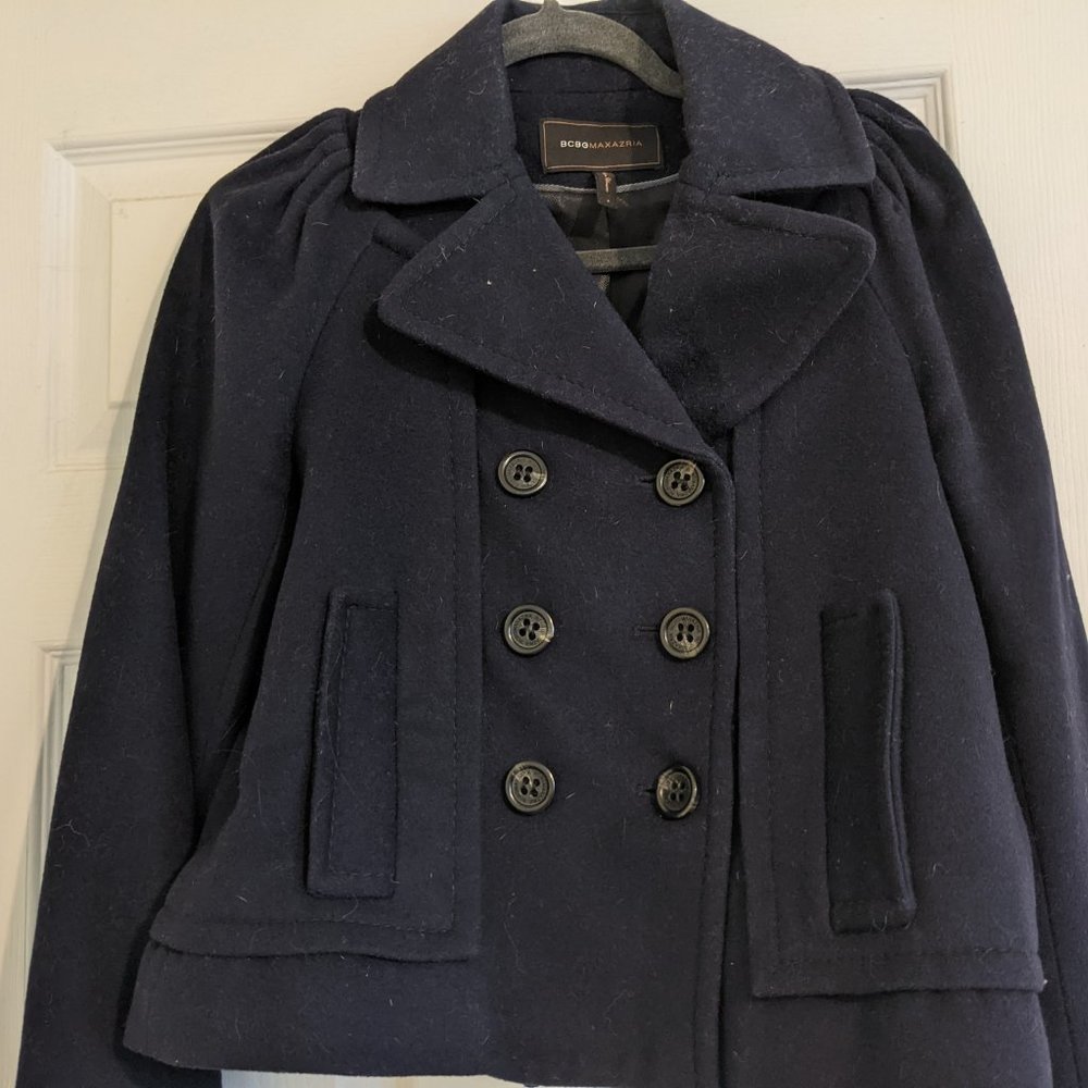 BCBG MaxAzria Navy Wool Peacoat - Picture 3 of 4